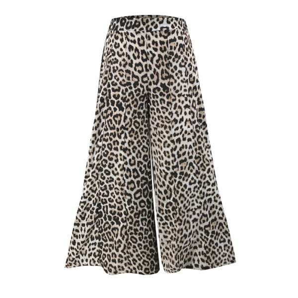 Pantaloni largi de dama la moda cu model animal si talie inalta