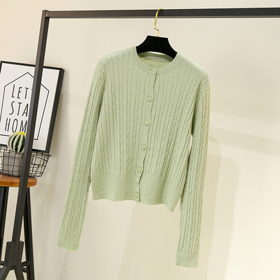 Γυναικεία ζακέτα με στρογγυλή λαιμόκοψη και μακριά μανίκια