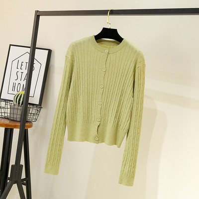 Γυναικεία ζακέτα με στρογγυλή λαιμόκοψη και μακριά μανίκια