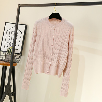 Γυναικεία ζακέτα με στρογγυλή λαιμόκοψη και μακριά μανίκια