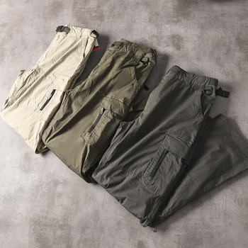Ανδρικό μοντέρνο παντελόνι με τσέπες και ζώνη