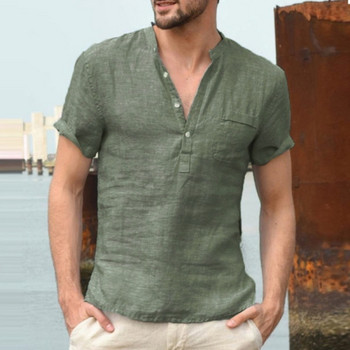 Ανδρικό καλοκαιρινό πουκάμισο με κοντά μανίκια και τσέπη