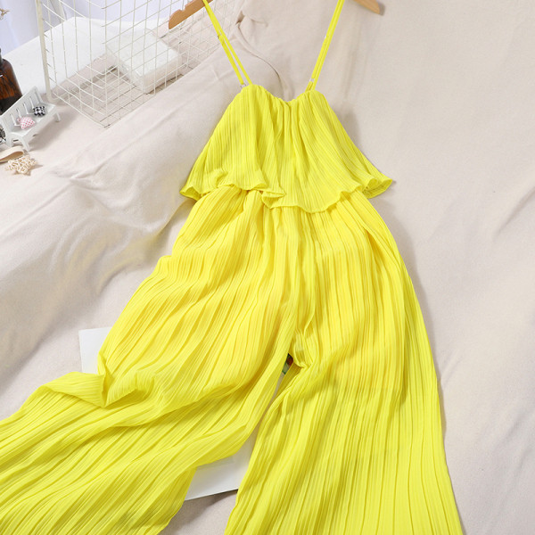 Hosszú női hajtogatott overall vékony pánttal