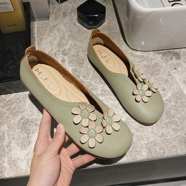 Pantofi casual de damă cu element de flori 3D și talpă plată