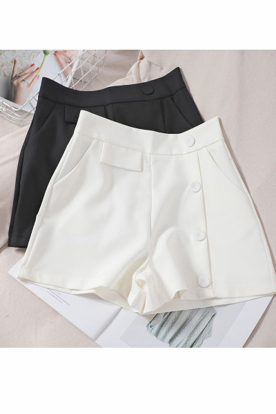 Дамски къси панталони  с висока талия и джобове