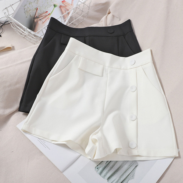 Дамски къси панталони  с висока талия и джобове