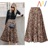 Μακρύ πλισέ φούστα με άνιμαλ πριντ