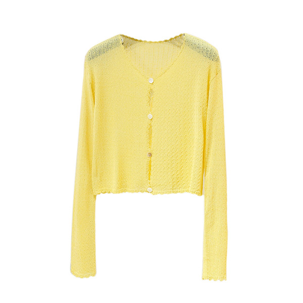 Γυναικεία μοντέρνα ζακέτα με στρογγυλή λαιμόκοψη και μακριά μανίκια