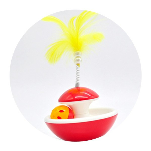 Lõbus kassimänguasi sulgede ja palliga