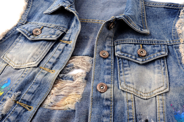 Modern női farmermellény macska rátéttel