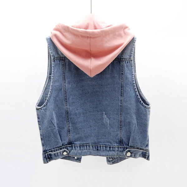 Γυναικείο κοντό γιλέκο καθημερινά με κουκούλα και τσέπες