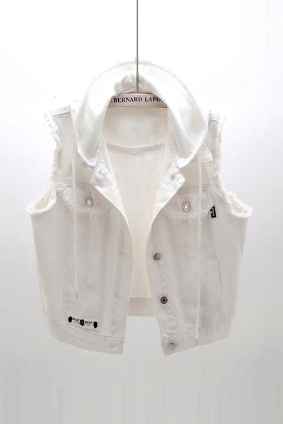 Modern női farmer fehér mellény ovális nyakkivágással, két modellben