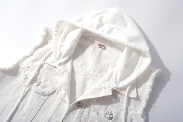 Modern női farmer fehér mellény ovális nyakkivágással, két modellben