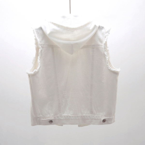 Modern női farmer fehér mellény ovális nyakkivágással, két modellben