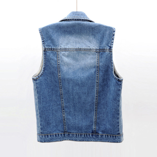 Γυναικείο γιλέκο casual με τσέπες και κλασικό κολάρο σε μπλε χρώμα