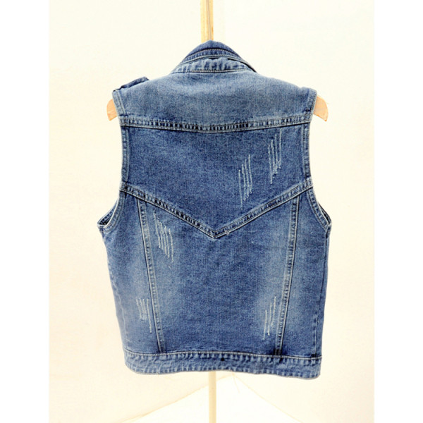 Vesta scurta de dama de zi cu zi cu buzunare si motive rupte