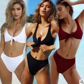 Costum de baie modern cu cravate și pantaloni cu talie înaltă