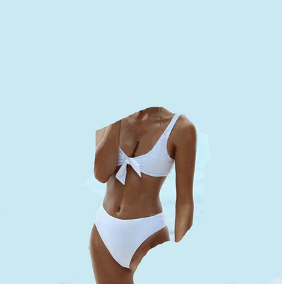 Costum de baie modern cu cravate și pantaloni cu talie înaltă