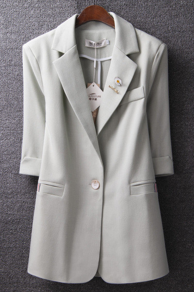 Liibuv naiste jope nööbi ja 7/8 varrukatega