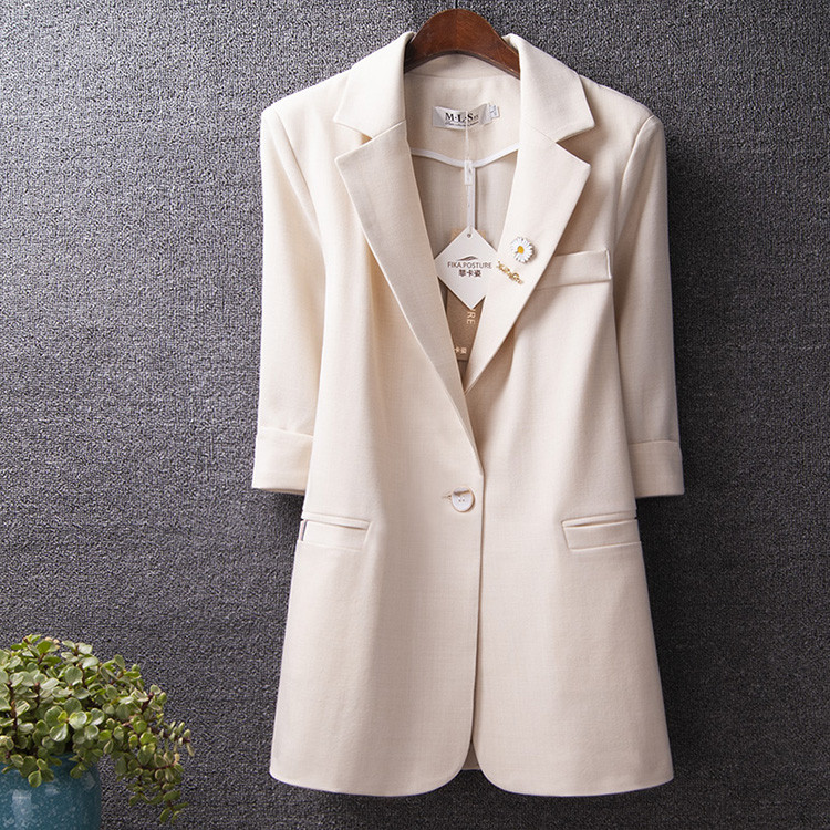 Liibuv naiste jope nööbi ja 7/8 varrukatega