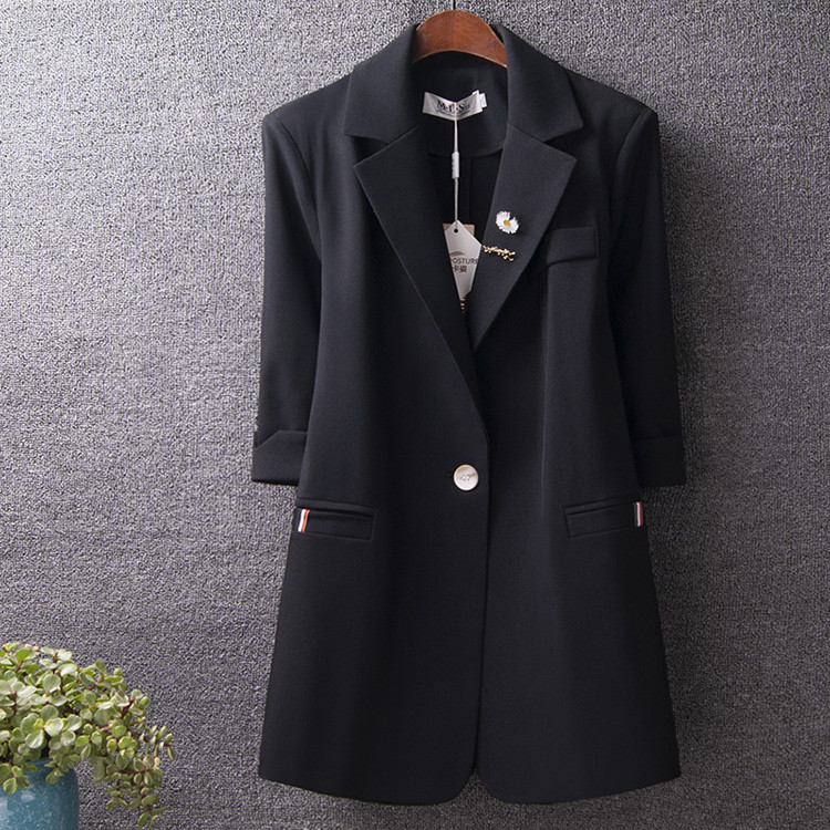 Liibuv naiste jope nööbi ja 7/8 varrukatega