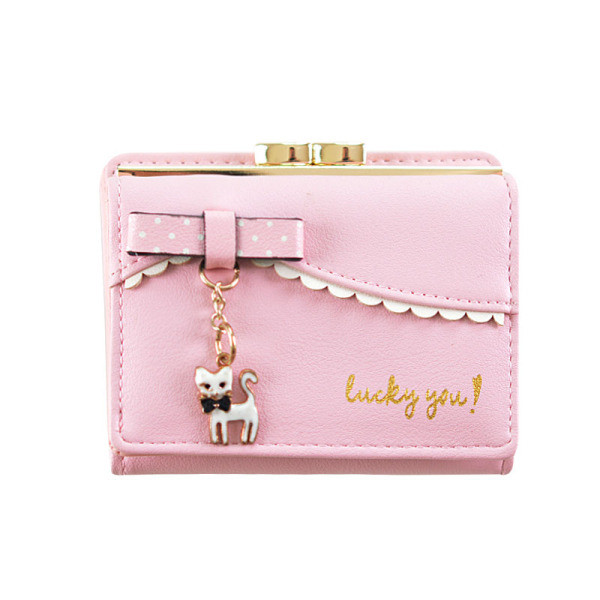 Γυναικείο πορτοφόλι με τρισδιάστατο στοιχείο και κορδέλα