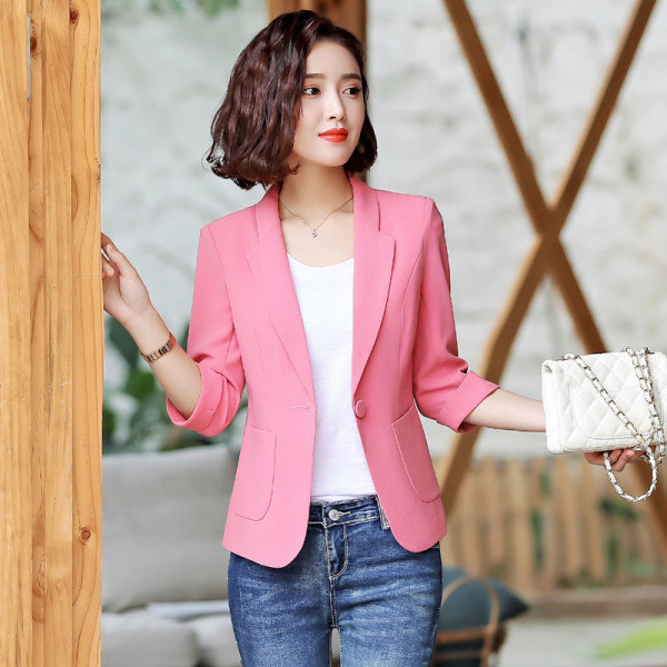 Μοντέρνο γυναικείο σακάκι με 3/4 μανίκια και τσέπες