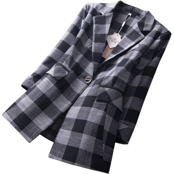 Naiste ruuduline taskutega jakk