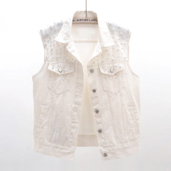 Γυναικείο γιλέκο μοντέρνο  γιλέκο με τσέπες και πέρλες