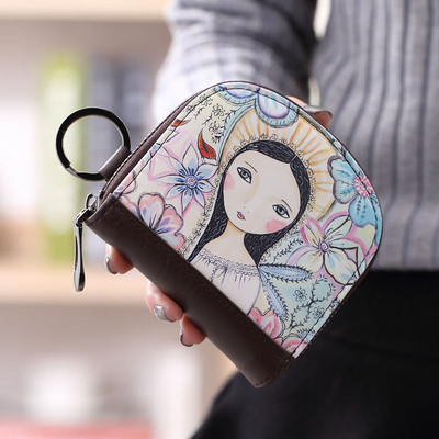 Γυναικείο πορτοφόλι με απλικέ χρώμα και φερμουάρ