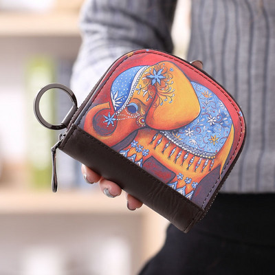 Γυναικείο πορτοφόλι με απλικέ χρώμα και φερμουάρ