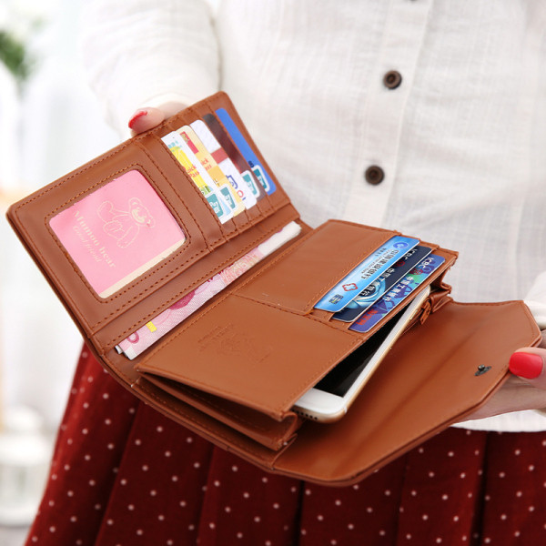 Portofel de dama in trei culori cu decor metalic