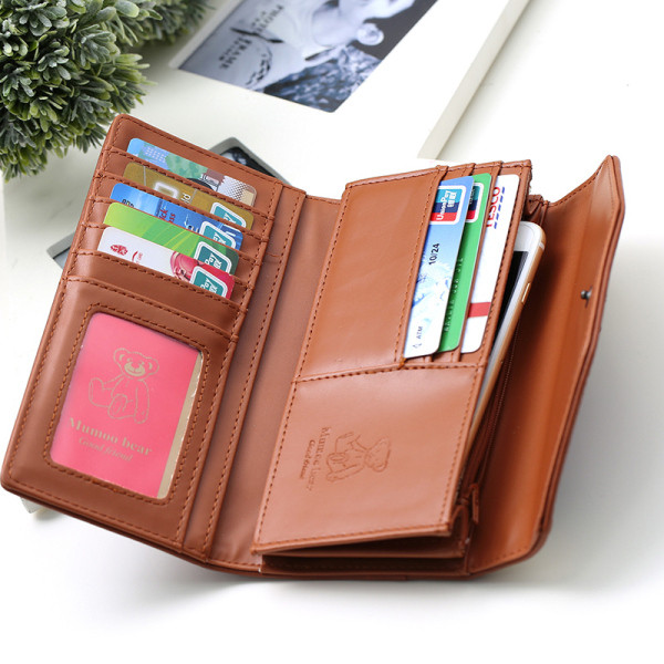 Portofel de dama in trei culori cu decor metalic