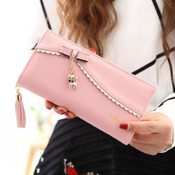 Portofel de dama cu panglica si ciucuri