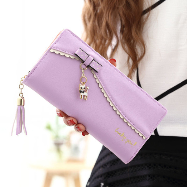 Portofel de dama cu panglica si ciucuri