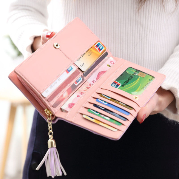 Portofel de dama cu panglica si ciucuri