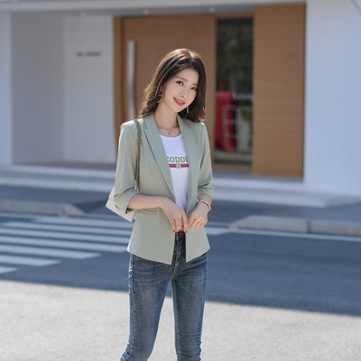 Μοντέρνο γυναικείο σακάκι με 3/4 μανίκια Slim μοντέλο