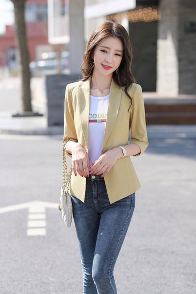 Μοντέρνο γυναικείο σακάκι με 3/4 μανίκια Slim μοντέλο