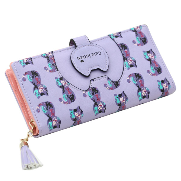 Naiste rahakott värvilise aplikatsiooni ja tutiga