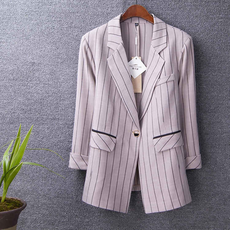 Jachetă modernă în dungi cu nasturi și buzunare - mai multe culori