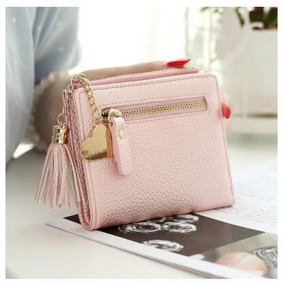 Sieviešu ikdienas naudas maks ar pušķi un rāvējslēdzēju no eko ādas