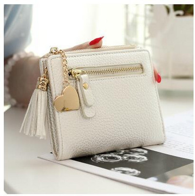 Sieviešu ikdienas naudas maks ar pušķi un rāvējslēdzēju no eko ādas