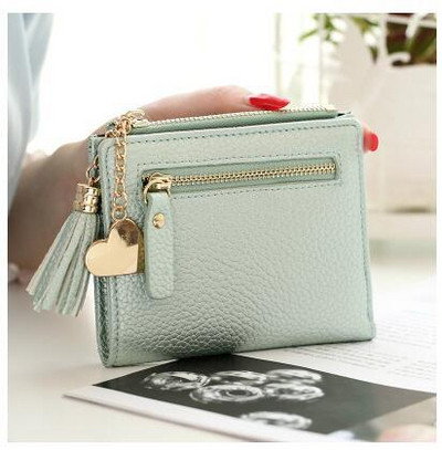 Sieviešu ikdienas naudas maks ar pušķi un rāvējslēdzēju no eko ādas