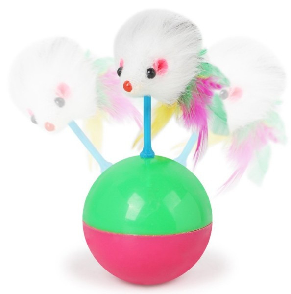 Играчка за домашни любимци във формата на топка с пера 