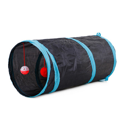 Jucărie - tunel pliabil pentru pisici cu pandantiv