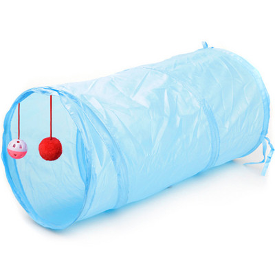 Jucărie - tunel pliabil pentru pisici cu pandantiv