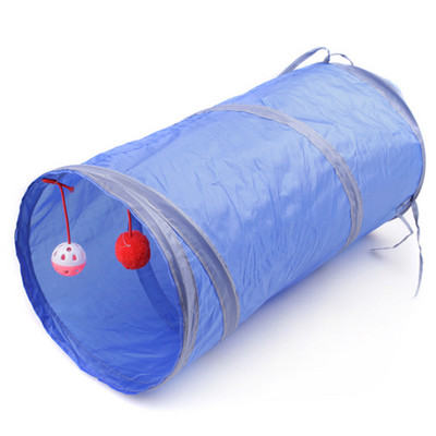 Jucărie - tunel pliabil pentru pisici cu pandantiv