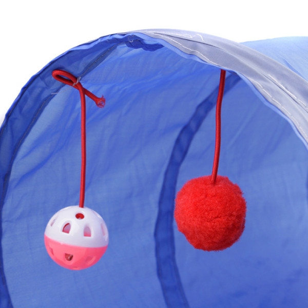 Jucărie - tunel pliabil pentru pisici cu pandantiv