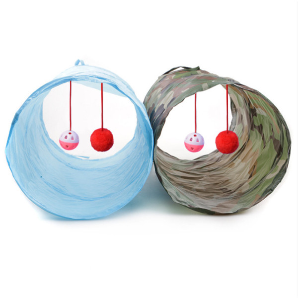 Jucărie - tunel pliabil pentru pisici cu pandantiv