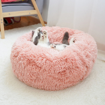 Στρογγυλό βελούδινο κρεβάτι για γάτες